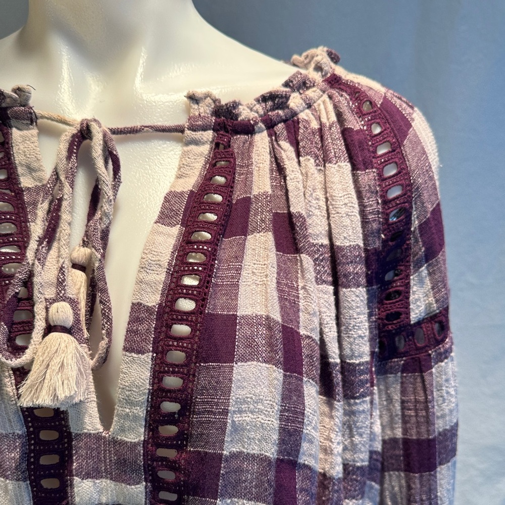 Free People Purple Checkered Blouse - Picture 6 of 11